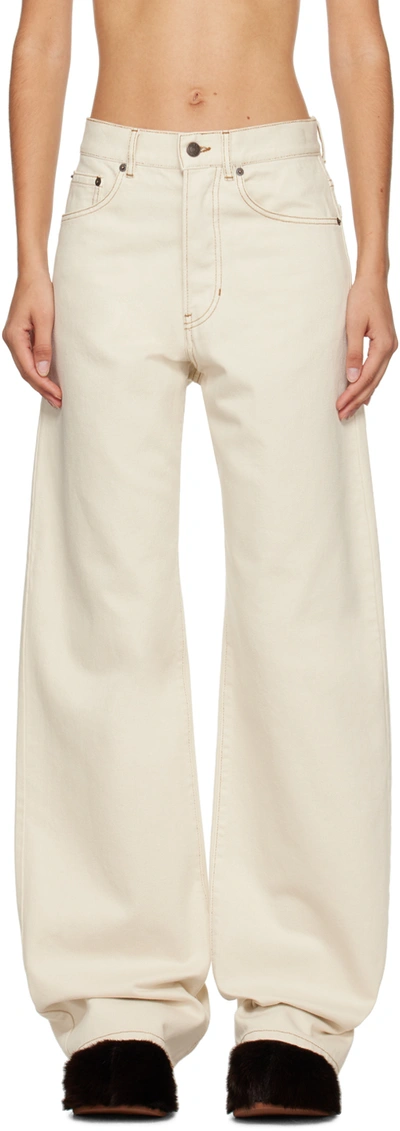 Shop Dries Van Noten Off-white Wide-leg Jeans In 5 Ecru