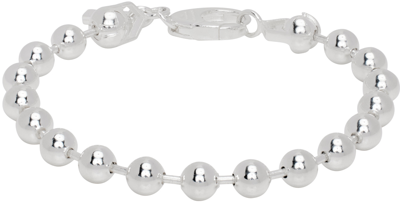 Shop Hatton Labs Silver Ball Chain Bracelet In Silver/ White