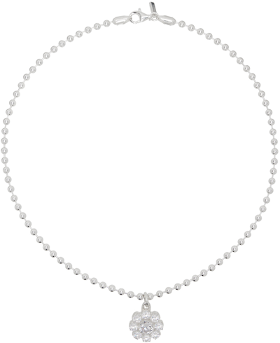 Shop Hatton Labs Silver Daisy Pendant Necklace In Silver/ White