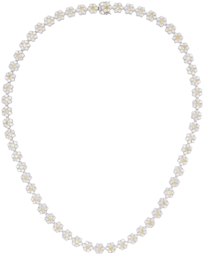 Shop Hatton Labs Silver Daisy Tennis Chain Necklace In Silver Yellow White