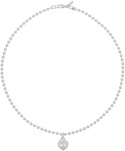 Shop Hatton Labs Silver Heart Pendant Necklace In Silver/ White