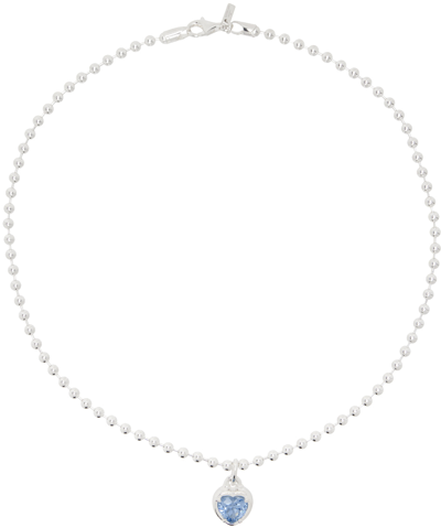 Shop Hatton Labs Silver & Blue Heart Pendant Necklace In Silver/ Aqua