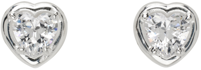 Shop Hatton Labs Silver Heart Stud Earrings In Silver/ White