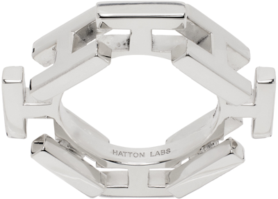 Shop Hatton Labs Silver H Ring In Silver/ White