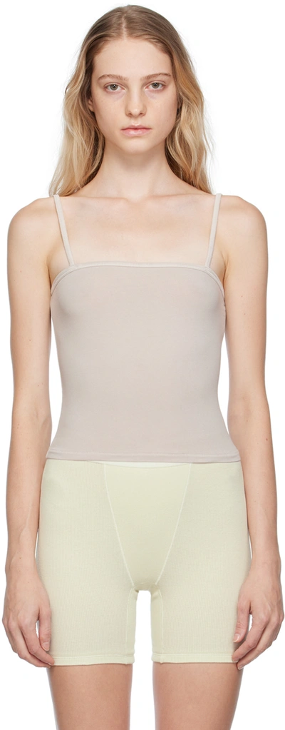 Shop Skims Taupe New Vintage Straight Neck Camisole In Stone