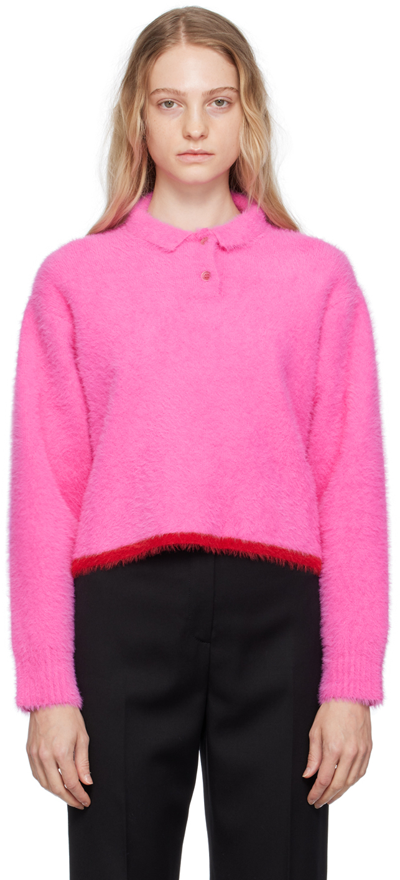 Jacquemus Le Polo Neve Textured Jumper In 430 Pink