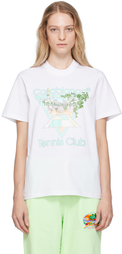 Shop Casablanca White 'tennis Club' Icon T-shirt In Tns Club Icn Pastele