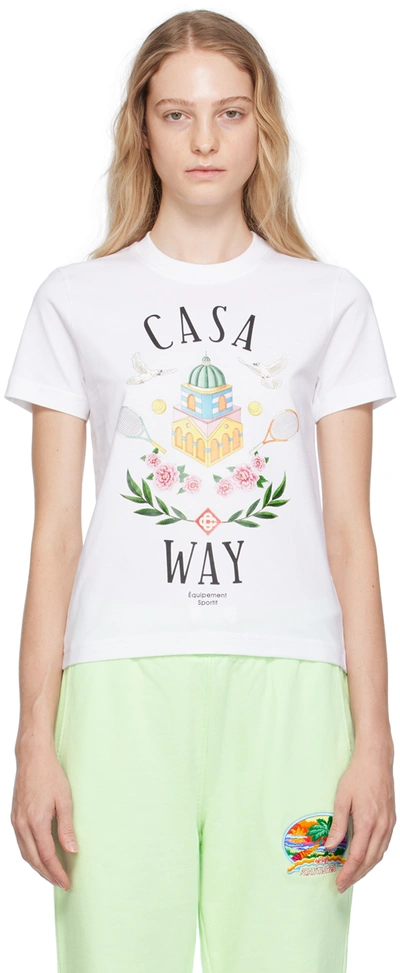 Shop Casablanca White 'casa Way' T-shirt