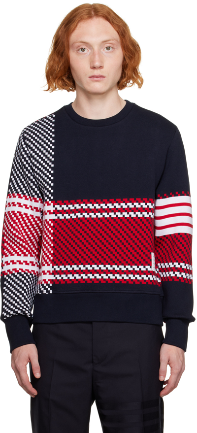 Shop Thom Browne Navy 4-bar Sweatshirt In 960 Rwbwht