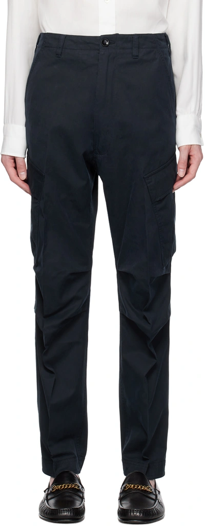 Shop Tom Ford Navy Cuffed Cargo Pants In Hb790 Ink