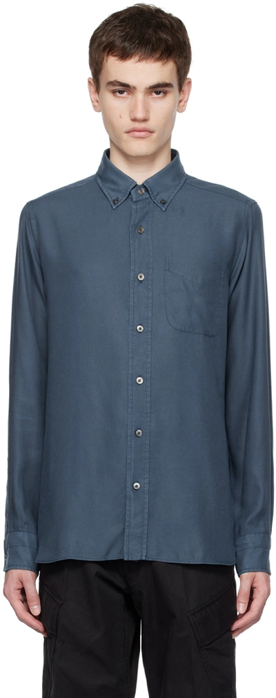 Shop Tom Ford Blue Slim-fit Shirt In Hb510 Cerulean