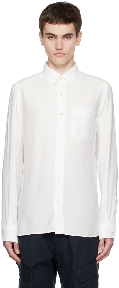 Shop Tom Ford White Slim-fit Shirt In Aw003 Chalk
