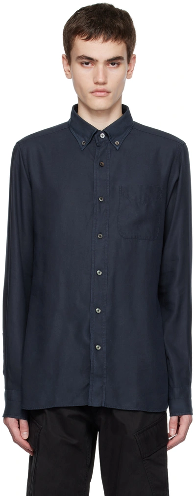 Shop Tom Ford Navy Slim-fit Shirt In Hb825 Navy