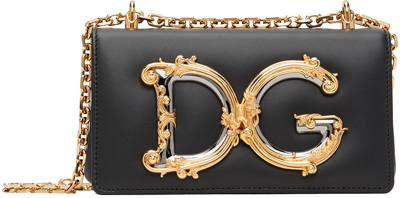 Shop Dolce & Gabbana Black Dg Girls Phone Bag In 80999 Nero