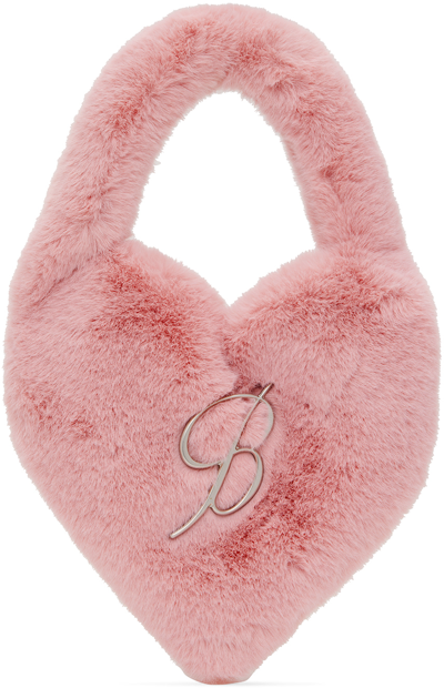 Shop Blumarine Pink Heart Logo Bag In N0149 Chalk Pink