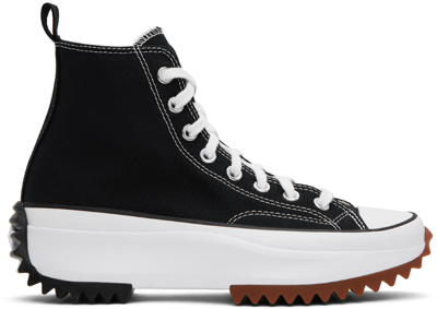 Shop Converse Black Run Star Hike High Top Sneakers In Black/white