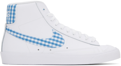 Shop Nike White & Blue Blazer Mid '77 Sneakers In White/university Blu