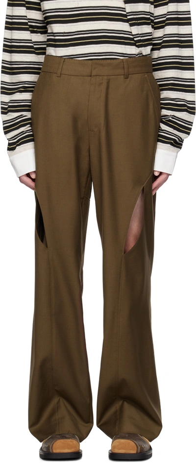 Shop Lesugiatelier Brown Cutout Trousers
