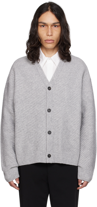 Shop Wooyoungmi Gray Diagonal Cardigan In Grey 510g