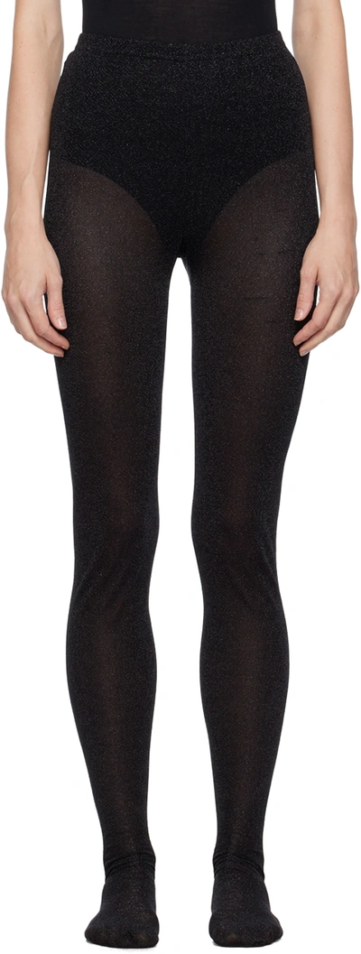 Shop Anna Sui Black Glittered Tights