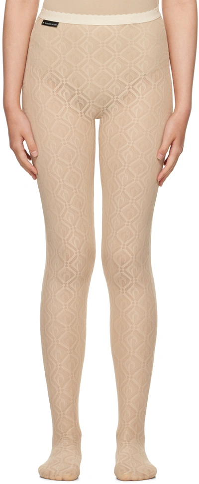 Shop Marine Serre Beige Moon Diamant Tights In Bg10