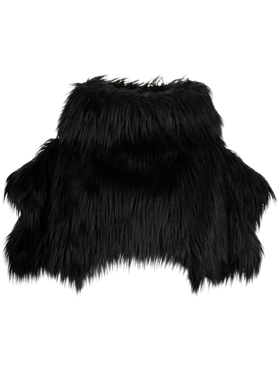 Shop Comme Des Garçons Faux-fur Cropped Cape In Black