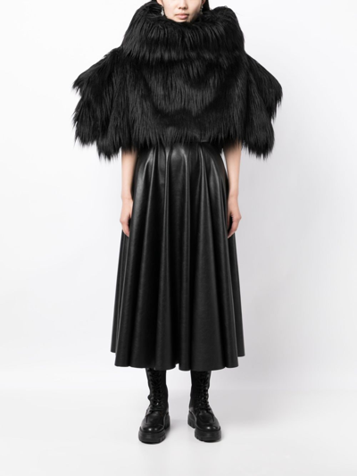 Comme Des Garçons Fur-design Cropped Blouse In Black