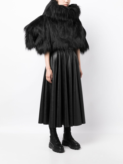 Comme Des Garçons Fur-design Cropped Blouse In Black