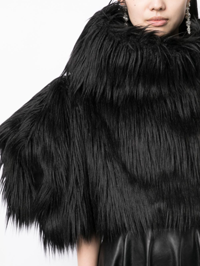 Shop Comme Des Garçons Faux-fur Cropped Cape In Black