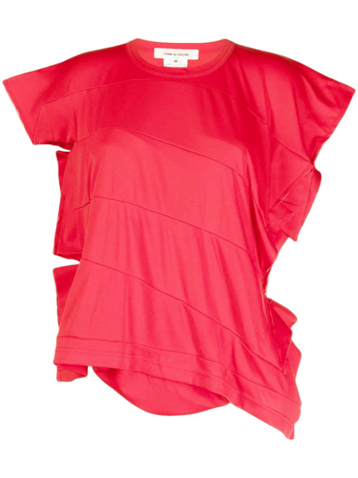 Shop Comme Des Garçons Asymmetric Panelled T-shirt In Red