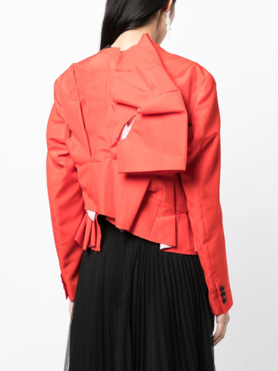 Shop Comme Des Garçons Asymmetric Layered-detail Jacket In Red