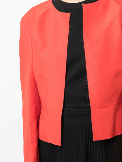 Shop Comme Des Garçons Asymmetric Layered-detail Jacket In Red