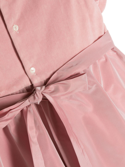 Shop Mariella Ferrari Velvet-trim Puff-sleeve Dress In Pink