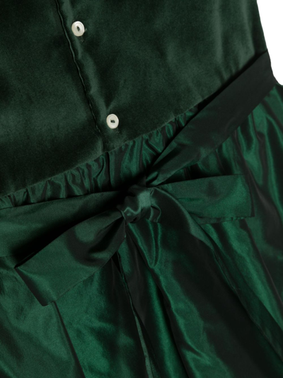 Shop Mariella Ferrari Velvet-trim Puff-sleeve Dress In Green