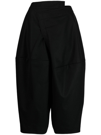 Shop Comme Des Garçons Asymmetric Wide-leg Cropped Trousers In Black