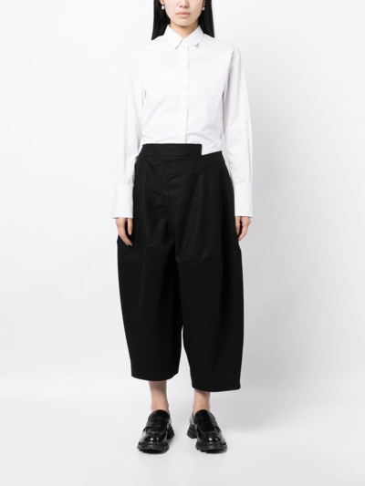 Shop Comme Des Garçons Asymmetric Wide-leg Cropped Trousers In Black