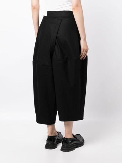 Shop Comme Des Garçons Asymmetric Wide-leg Cropped Trousers In Black