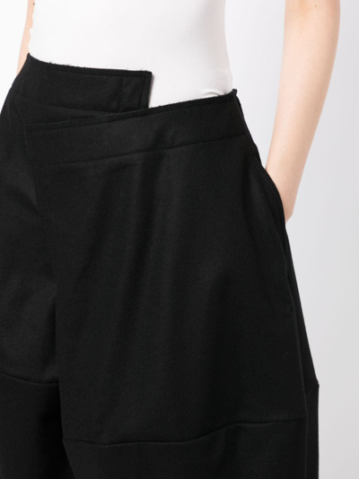 Shop Comme Des Garçons Asymmetric Wide-leg Cropped Trousers In Black