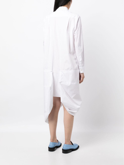 Shop Comme Des Garçons Asymmetric Panel-detailing Midi Shirtdress In White