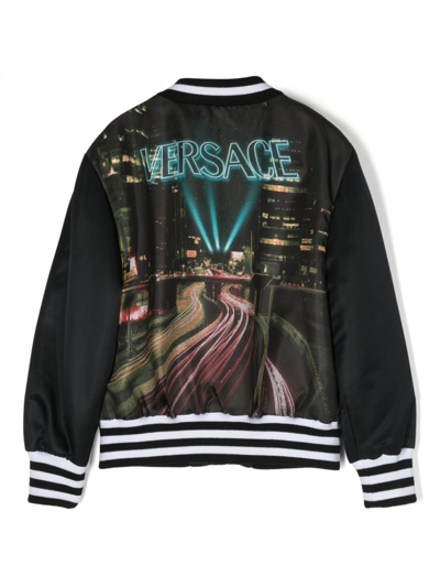 Shop Versace Graphic-print Bomber Jacket In Black