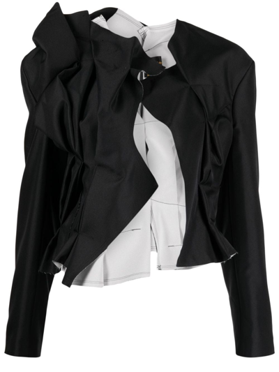 Shop Comme Des Garçons Asymmetric Layered-detail Jacket In Black