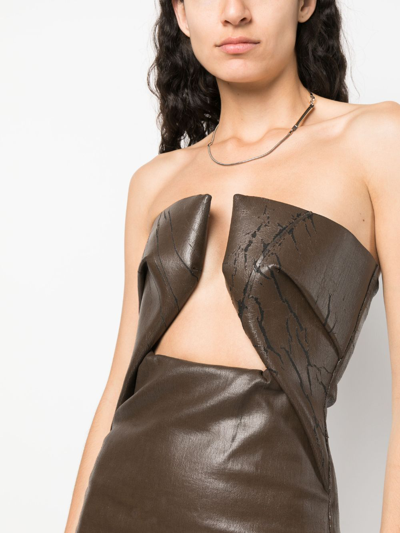 Shop Rick Owens Prong Cracked Denim Gown In Brown