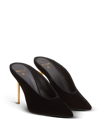 Shop Balmain Ruby Velvet Mules In Black