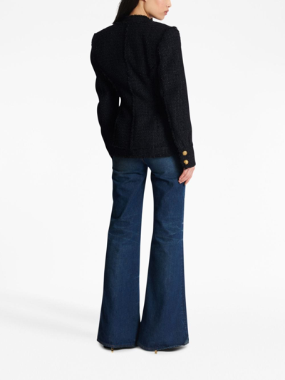 Shop Balmain Button-fastening Tweed Jacket In Black