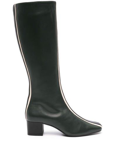 Shop Carel Paris 45mm Stripe-detailing Leather Boots In Green