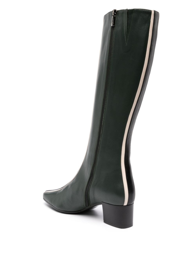 Shop Carel Paris 45mm Stripe-detailing Leather Boots In Green