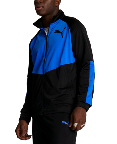 Puma Men s Contrast Logo Tricot Jacket 2.0 In Black racing Blue ModeSens