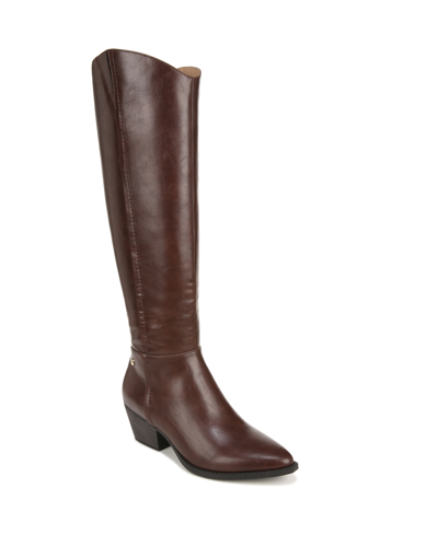 Shop Lifestride Reese Wide Calf Knee High Boots In Brown Faux Leather