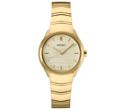 Shop Seiko Women's Essentials Gold-tone Stainless Steel Bracelet Watch 30mm In Champagne