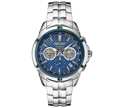 Shop Seiko Men's Chronograph Coutura Stainless Steel Bracelet Watch 42mm In Blue